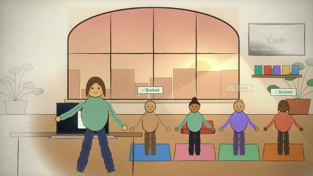 A full yoga class at sunrise